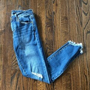 Articles of Society Women’s 25 Skinny Mid-Rise Distressed Raw Hem Vintage Jeans
